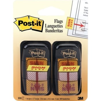 Image for Post-It® Printed Flags, "Sign Here", 1" x 1-7/10", Yellow, Package Of 2 Pads from HD Supply