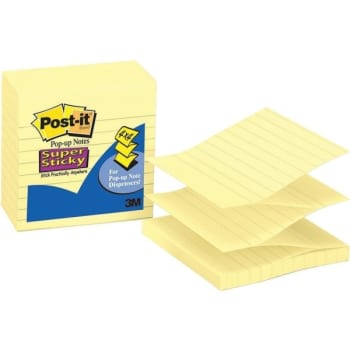 Image for Post-It® Pop-Up Notes, 4" X 4", Super Sticky, Canary Yellow, Package Of 5 from HD Supply