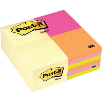 Post-It® Notes, 3" X 3", Assorted Colors, Package Of 24