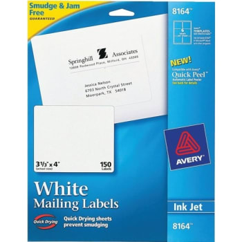 Avery® TrueBlock Inkjet Shipping Labels, 3-1/3" x 4", White, Box Of 150