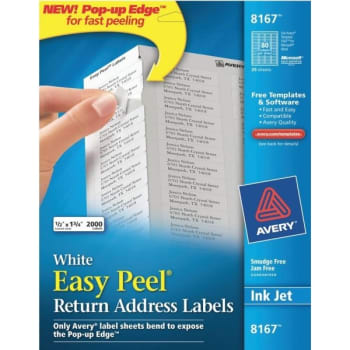 Avery® Inkjet Return Address Labels, 1/2" x 1-3/4", White, Box Of 2,000
