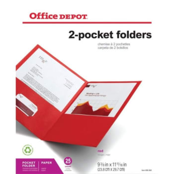 Image for Office Depot Leatherette Twin-Pocket Portfolio, Red, Pack Of 25 from HD Supply