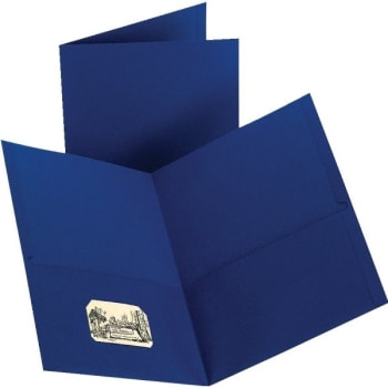 Office Depot Leatherette Twin-Pocket Portfolio, Dark Blue, Pack Of 25