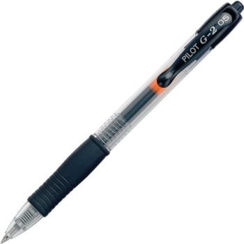 Pilot G-2 Retractable Gel Ink Rollerball Pens, 0.5 mm, Black, Package Of 12