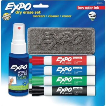 Image for Expo® Low-Odor Dry-Erase Starter Kit With Four Markers, Assorted Colors from HD Supply