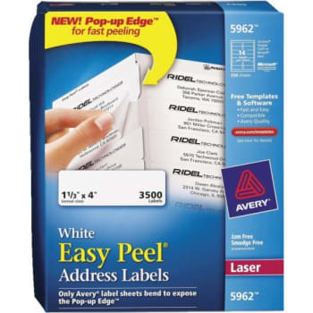 Image for Avery® Laser Address Labels, 1-1/3" X 4", White, Box Of 3,500 from HD Supply