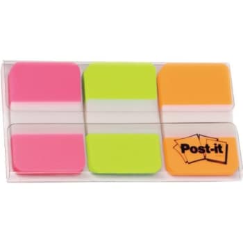 Post-It® Durable Tabs, 1" x 1-1/2", Green/Orange/Pink, Package Of 3 Pads
