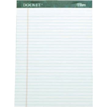 TOPS® Docket Writing Pads, 8-1/2" x 11", Legal Ruled, White, Package Of 12