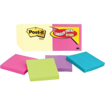 Image for Post-It® Notes, 3" x 3", Assorted Colors, Package Of 18 from HD Supply