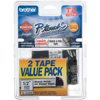 Image for Brother® Tze-1312-Pk Black-On-Clear Tapes (2-Pack) from HD Supply