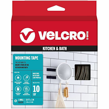 Velcro Heavy Duty Kitchen and Bath Mounting Tape, Black, 1 Roll