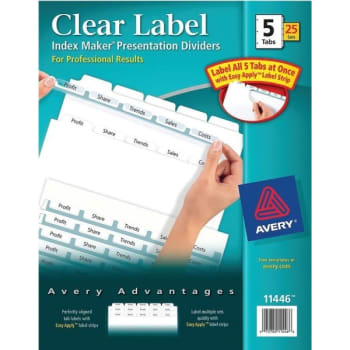 Image for Avery® Index Maker Clear Label Dividers, 5-Tabs, Box Of 25 Sets from HD Supply