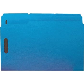 SMEAD® Color Reinforced Tab Fastener Folders, Legal Size, Blue, Box Of 50