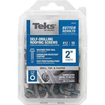 Image for Teks #12 X 2 In. Hex Steel Washer Head Drill Point Roofing Screws (50-Pack) from HD Supply