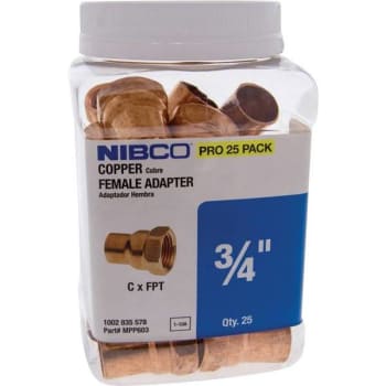 Everbilt 603 3/4 In. X 3/4 In. Wrot Copper Cup X FIP Adapter PRO Pack (25-Pack)