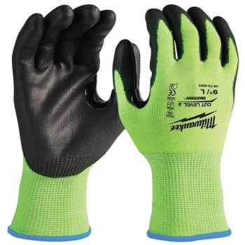 Milwaukee Medium High-Visibility Level 2 Cut Resistant Polyurethane Dipped Work Gloves (12-Pack)