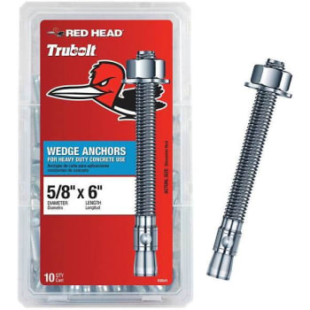 Image for Red Head 5/8 in. x 6 in. Hex Nut Solid Wedge Anchors (10-Pack) (Zinc Plated) from HD Supply