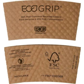 Image for Eco-Products Ecogrip Kraft Compostable Cup Sleeve Recyclable (1300-Case) from HD Supply