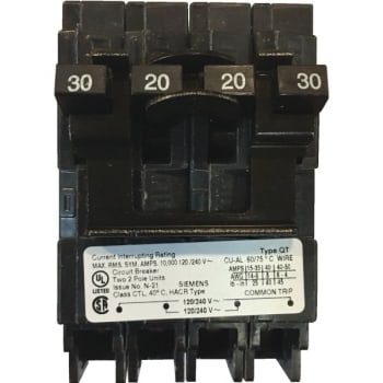 Image for Siemens 30-20 Amp 2-Pole Quad Circuit Breaker from HD Supply