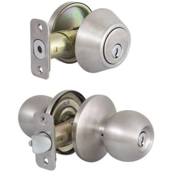 Image for Defiant Saturn Keyed Entry Door Knob And Deadbolt W/ Keyway (Satin Nickel) from HD Supply