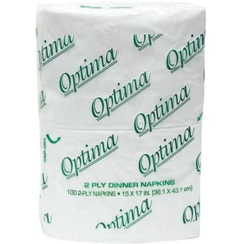 Optima 15 In. X 17 In. White 2-Ply Soft Bright 1/8 Fold Dinner Napkin