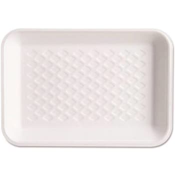 Primesource 8.25 In. X 5.75 In. X 1 In. White Disposable Foam Meat And Poultry Trays (500-Case)