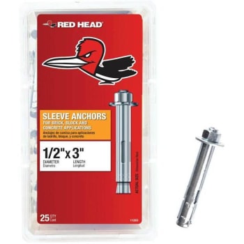 Image for Red Head 1/2 In. X 3 In. Steel Hex-Nut-Head Sleeve Anchors (25-Pack) from HD Supply