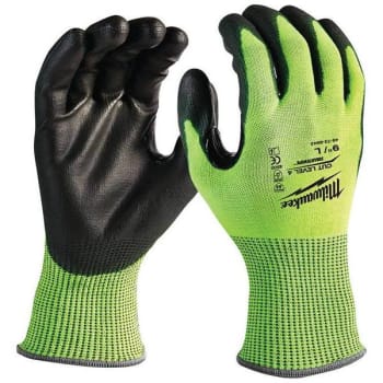 Milwaukee X-Large Hi-Vis Cut Resistant Gloves, Level 4, Polyurethane Dipped Pair