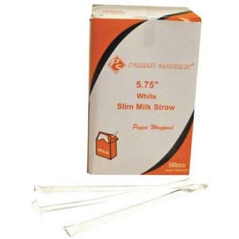 Image for Primesource 5.75 In. White Individual Paper Wrap Slim Milk Straw (500-Case) from HD Supply