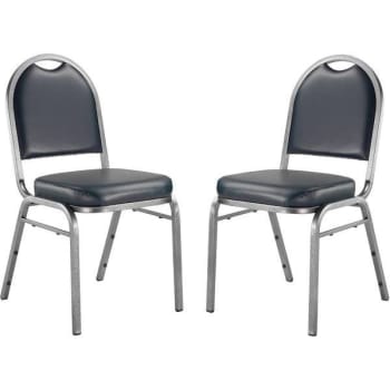 Image for National Public Seating Vinyl Stack Chair With Silver Frame (2-Pack) (Midnight Blue) from HD Supply