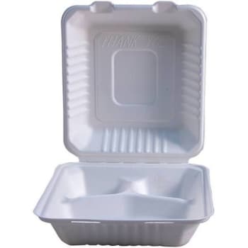 Image for Empress Earth 8 In. X 8 In. X 3.19 In. Natural Deep 3-Compartment Hinged Container (200-Case) from HD Supply
