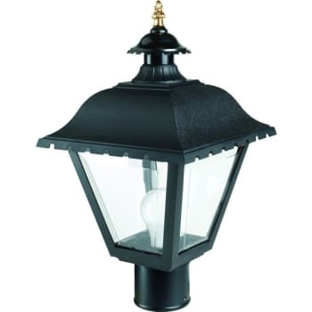 Image for Exterior 60W Incandescent Post Top Fixture, 17-1/4H x 9-3/4" Square, Black from HD Supply