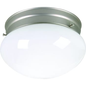 6 in 1-Light Mushroom Flush-Mount Ceiling Light Fixture w/ Glass (Brushed Nickel/White)