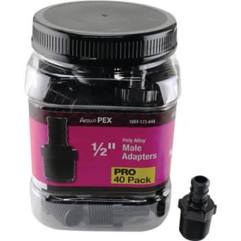 Image for Apollo 1/2 In. Plastic PEX-B Barb X Male Pipe Thrd Adapter PRO Pack (40-Pack) from HD Supply