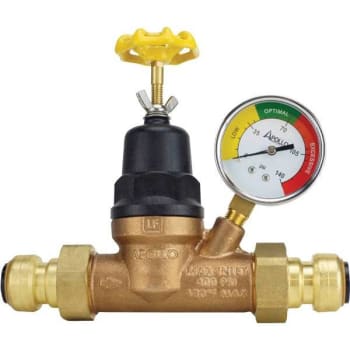 Image for Tectite 3/4 in. Double Union Push-to-Connect Water Pressure Regulator with Gauge (Bronze) from HD Supply