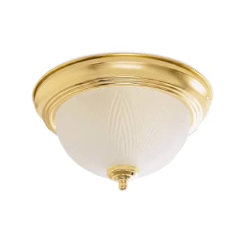 Image for Seasons 2 Light Incandescent Flush Mount Light, Frosted Glass, Polished Brass from HD Supply