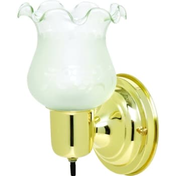 One-Light Wall Sconce Polished Brass Frosted Etched Glass