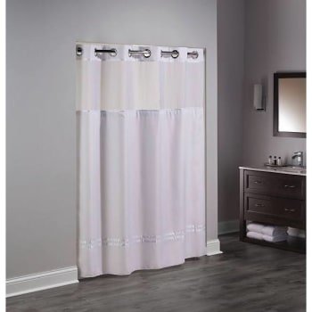 Image for Hookless 77 in. L Escape Hookless Shower Curtain (White) (12-Case) from HD Supply