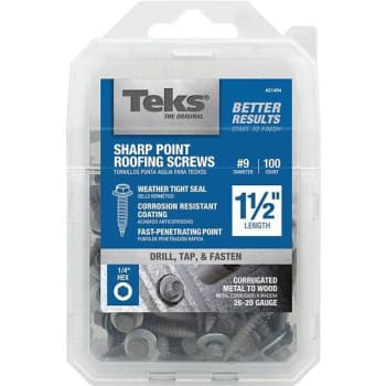 Image for Teks 9 In. X 1-1/2 In. Steel Hex Washer Head Roofing Screws (Zinc Plated) (100-Pack) from HD Supply