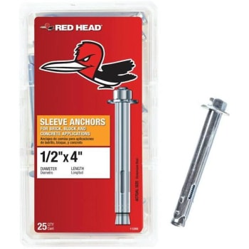 Image for Red Head 1/2 In. X 4 In. Steel Hex-Head Sleeve Anchors (25-Pack) from HD Supply