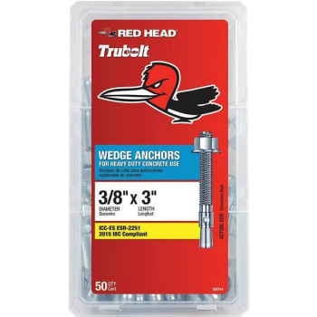 Red Head 3/8 In. X 3 In. Steel Hex-Nut-Head Wedge Anchors (50-Pack)