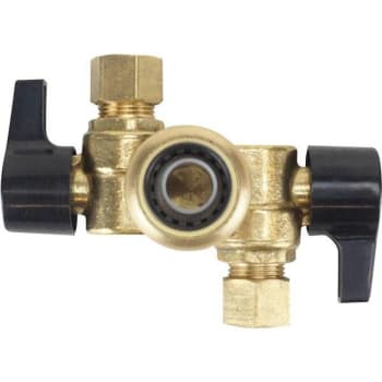 Image for Tectite 1/2 Brass Push-To-Connect X 3/8 Opposed Compr Dual Shut-Off Valve from HD Supply