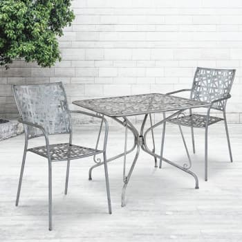 Carnegy Avenue Clear Top/Dark Brown Rattan Round Metal Outdoor Bistro Table