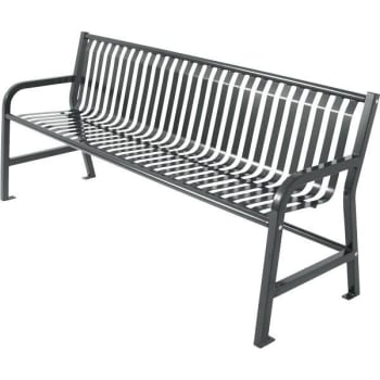 Image for Plaza 8 Ft. Steel Strap Bench W/ Back (Dark Grey) from HD Supply