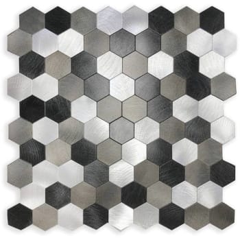 Image for Dip Design Is Personal Hexagon Mix 12 In. X 12 In. Self-Adhesive Pvc Aluminum Tile Backsplash (Multicolor Metallic) (10-Pack) from HD Supply