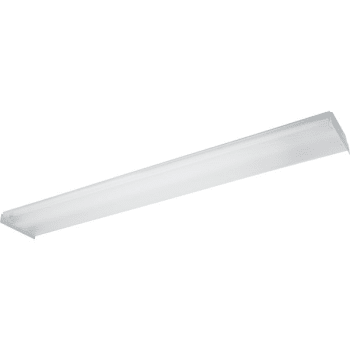 4' 2-Light, Linear Fluorescent w/ 40W, Clear Acrylic Prismatic Basket in White Detail