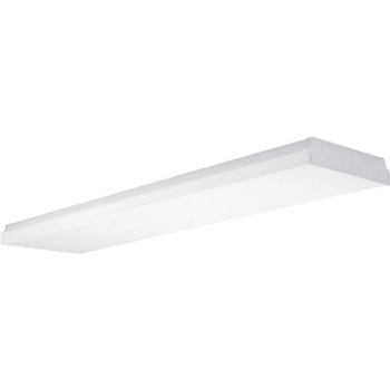 4' Linear Fluorescent w/ 40W, Clear Acrylic Prismatic Basket in White Detail