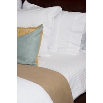 Image for King XL Flt Sheets 114"120"White W/ Sateen Stripes Case Of 12 from HD Supply