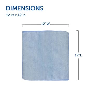 Renown 12 In. X 12 In. General Purpose Microfiber Cloth, Blue, Gsm 260, Package Of 12