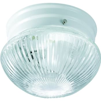 8 in 2-Light Mushroom Flush-Mount Ceiling Light Fixture w/ Ribbed Glass (White/Clear)
